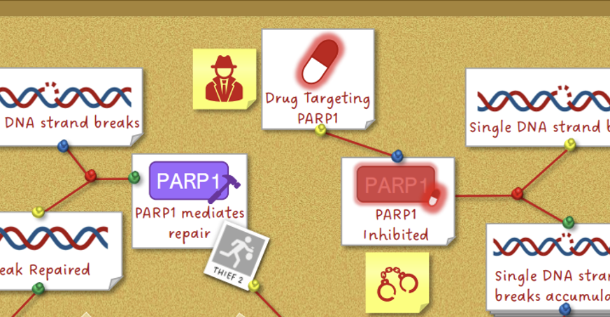 Screenshot of a pinboard featuring DNA strands