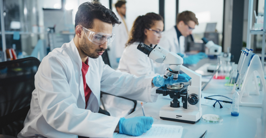 Scientists in a lab conducting research