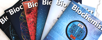 Issue covers of the Biochemist magazine