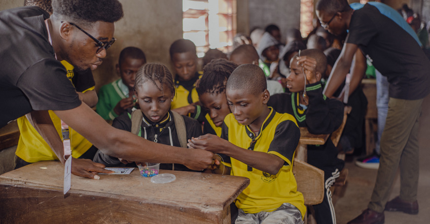 Students engaging with activity at school