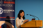 Speaker presenting at a Biochemical Society event