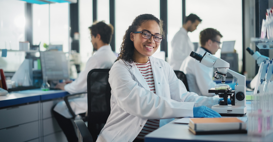 Image of a female scientist in a lab